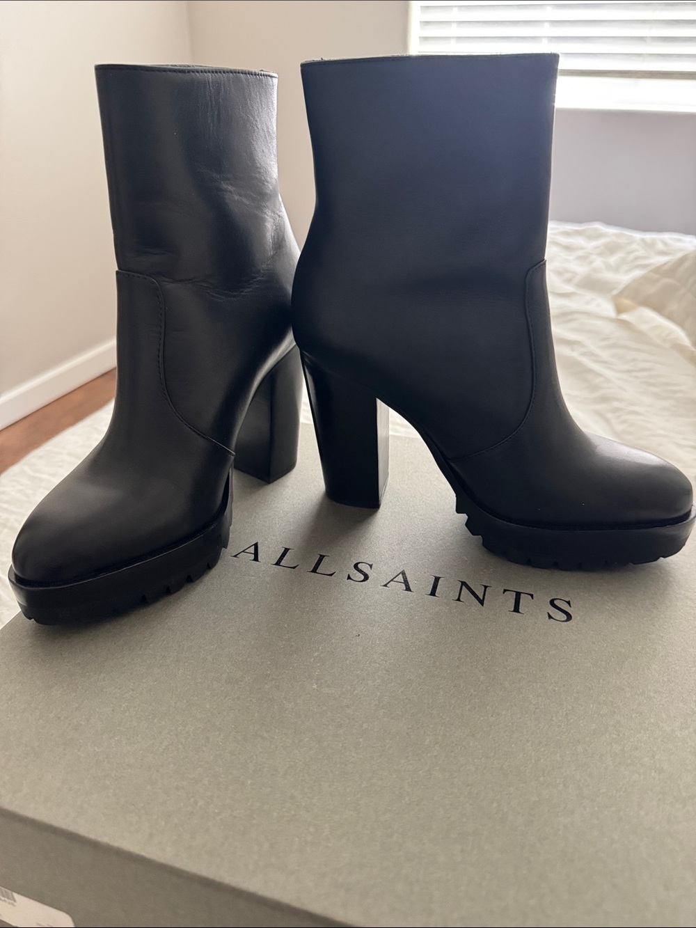 Allsaints Ana crust calf Black Leather Boots - Picture 11 of 12